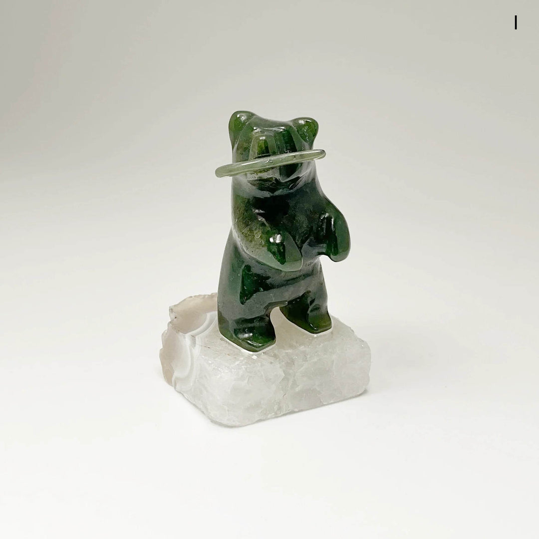 Jade Bear Carving on Base-Rocks and Gems Canada