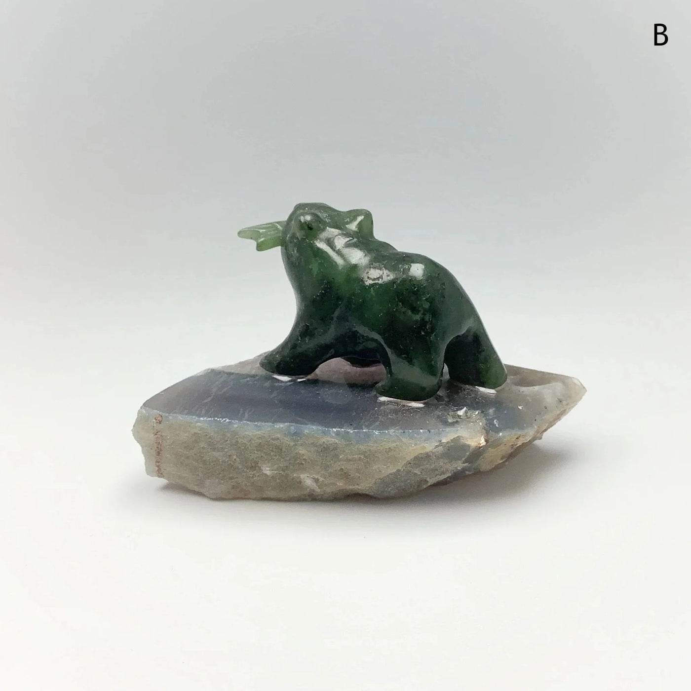 Jade Bear Carving on Amethyst Base