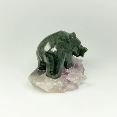 Jade Bear Carving on Amethyst Base