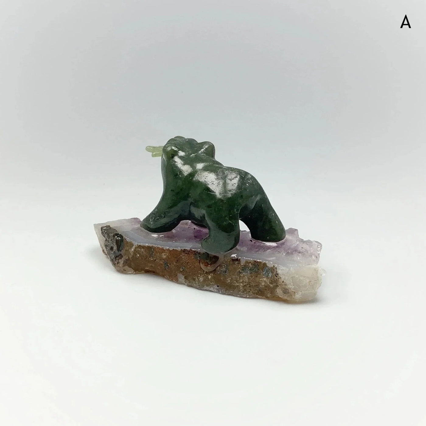 Jade Bear Carving on Amethyst Base
