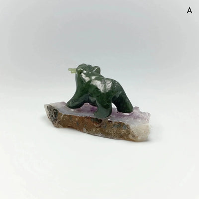 Jade Bear Carving on Amethyst Base