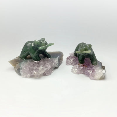 Jade Bear Carving on Amethyst Base