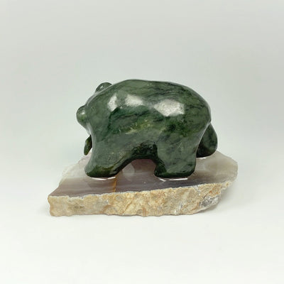 Jade Bear Carving on Amethyst Base