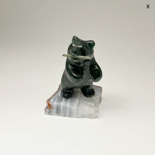 Jade Bear Carving on Base - Rocks and Gems Canada