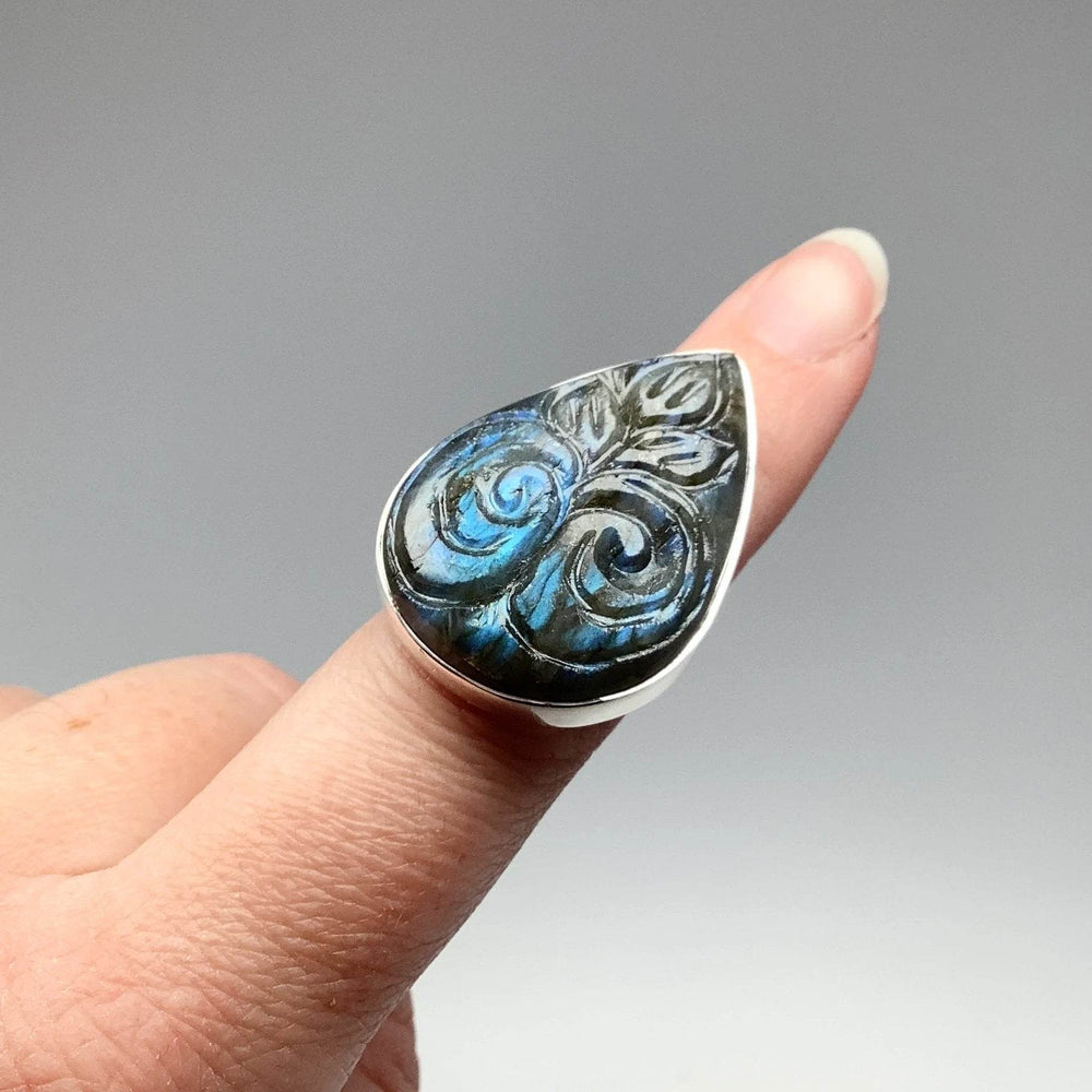 Labradorite Carved Ring-Rocks and Gems Canada