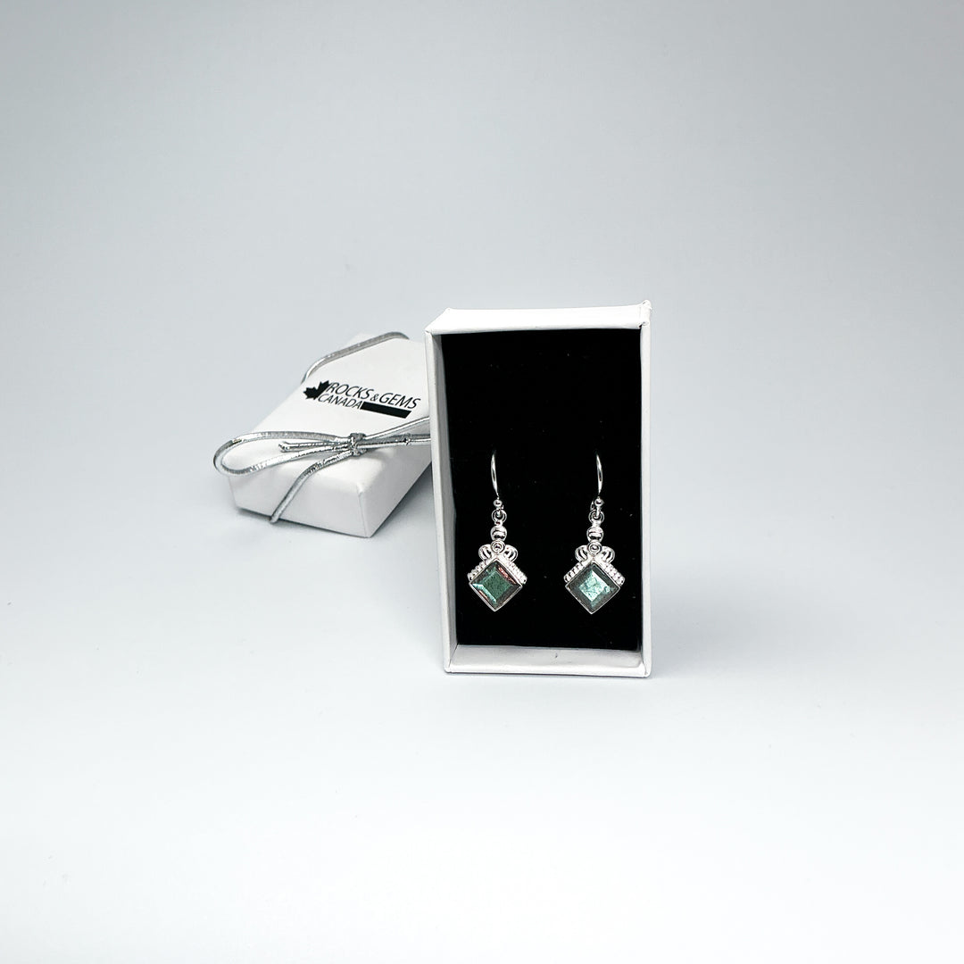Labradorite Dangle Earrings-Rocks and Gems Canada