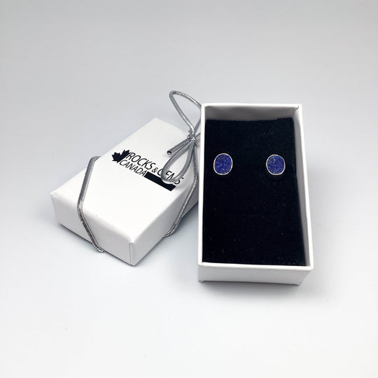 Lapis Lazuli Stud Earrings-Rocks and Gems Canada