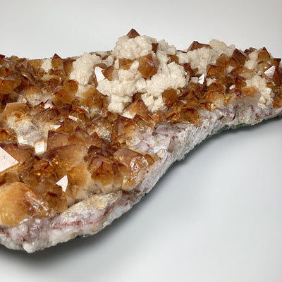 Large Citrine and Calcite Druze Cluster