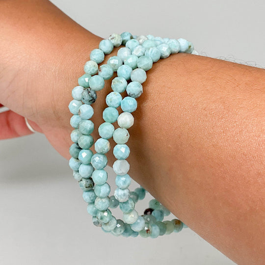 Larimar Faceted Beaded Bracelet-Rocks and Gems Canada