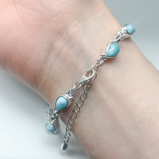Larimar Sterling Silver Bracelet-Rocks and Gems Canada
