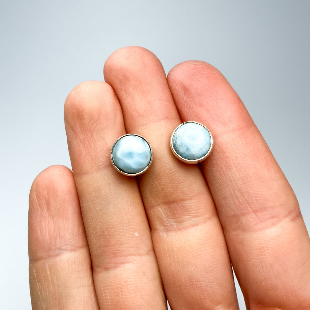 Larimar Stud Earrings-Rocks and Gems Canada
