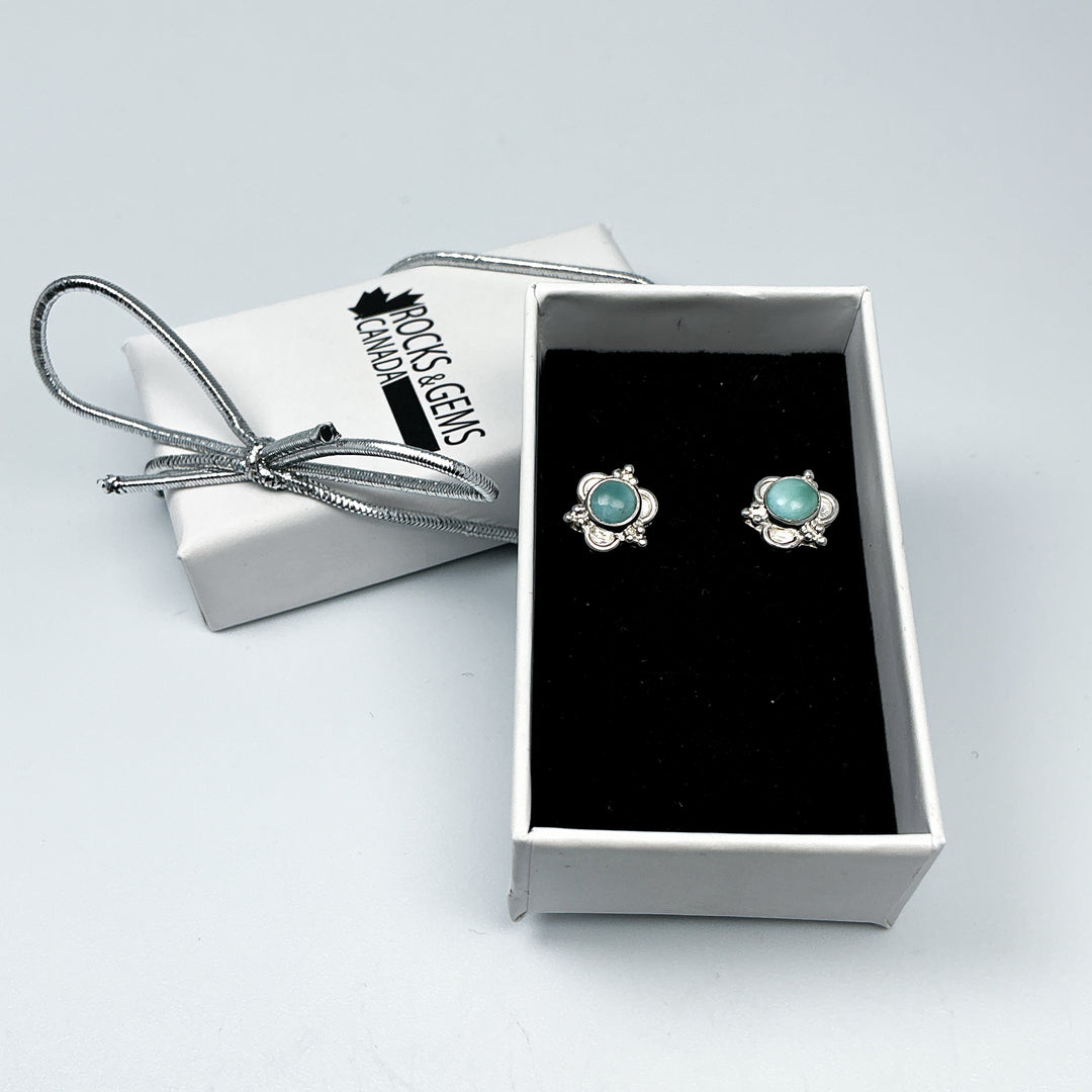 Larimar Stud Earrings-Rocks and Gems Canada