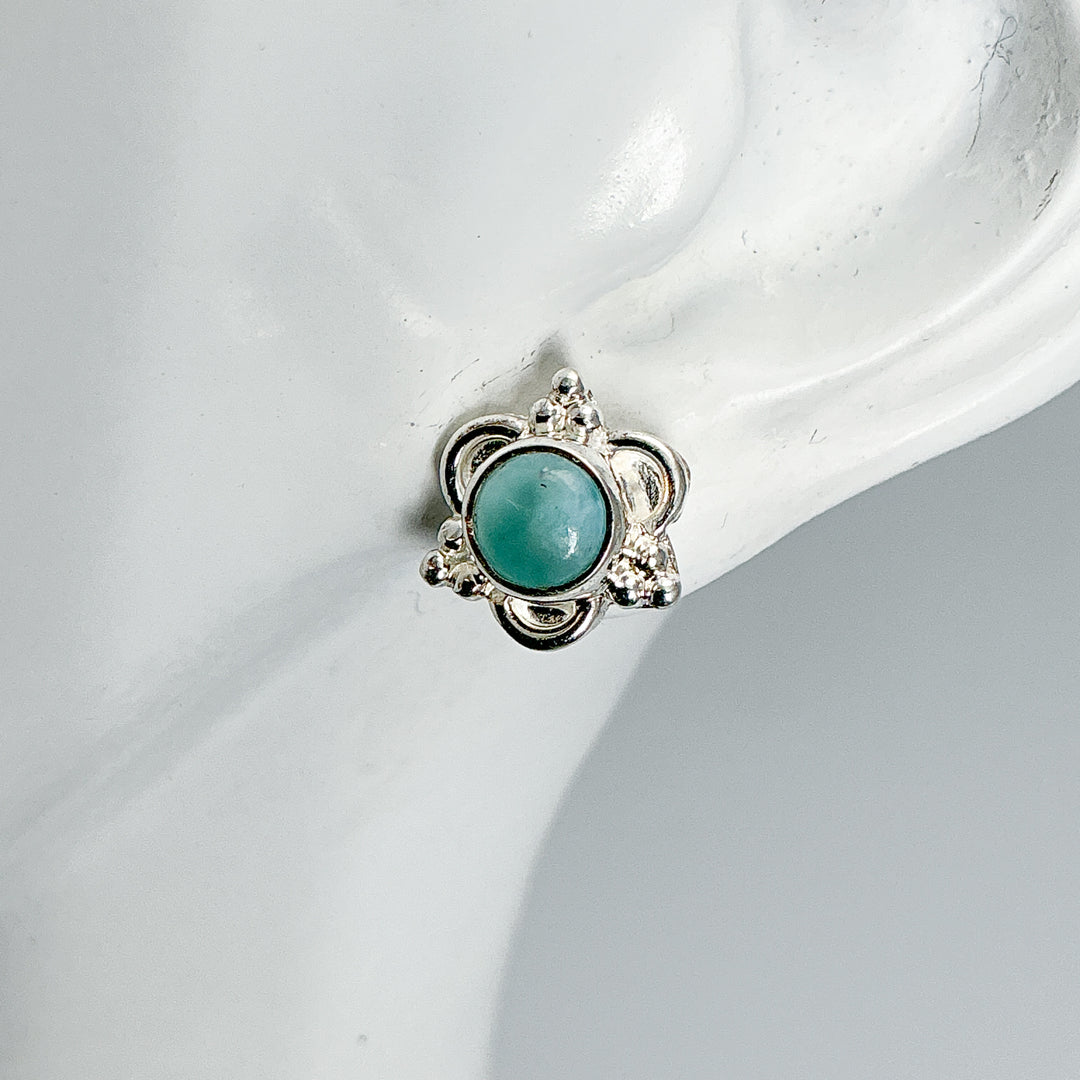 Larimar Stud Earrings-Rocks and Gems Canada