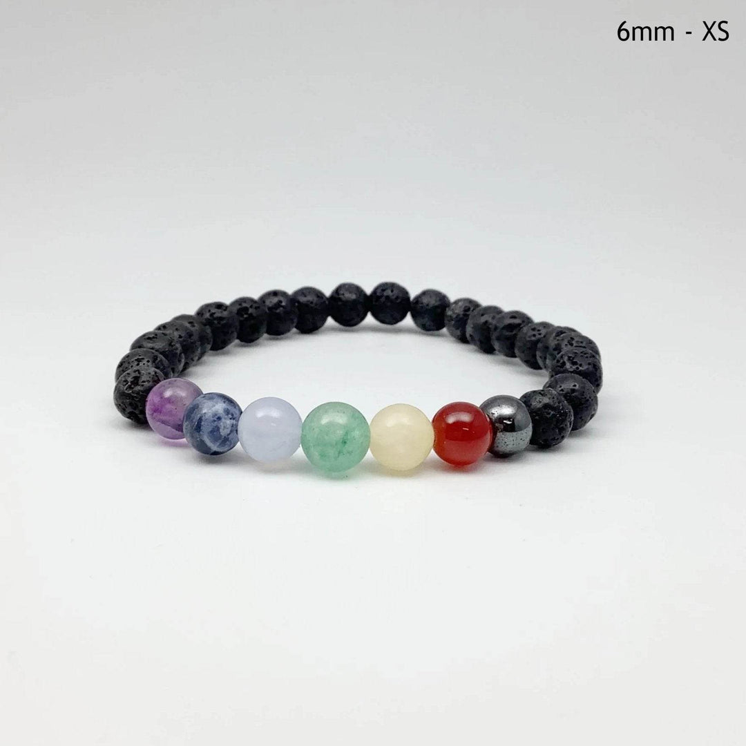 Lava Stone Beaded Bracelet with Chakra Beads-Rocks and Gems Canada