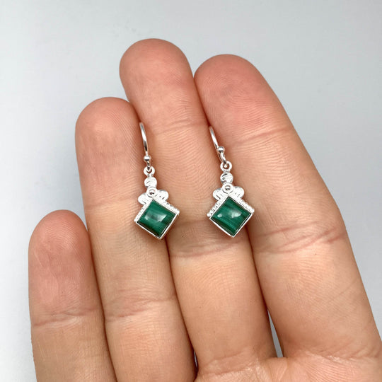 Malachite Dangle Earrings-Rocks and Gems Canada