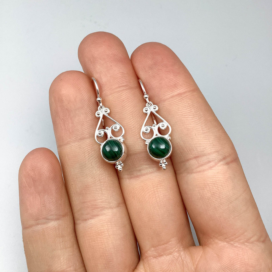 Malachite Dangle Earrings-Rocks and Gems Canada
