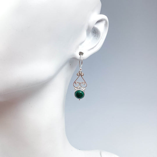 Malachite Dangle Earrings-Rocks and Gems Canada