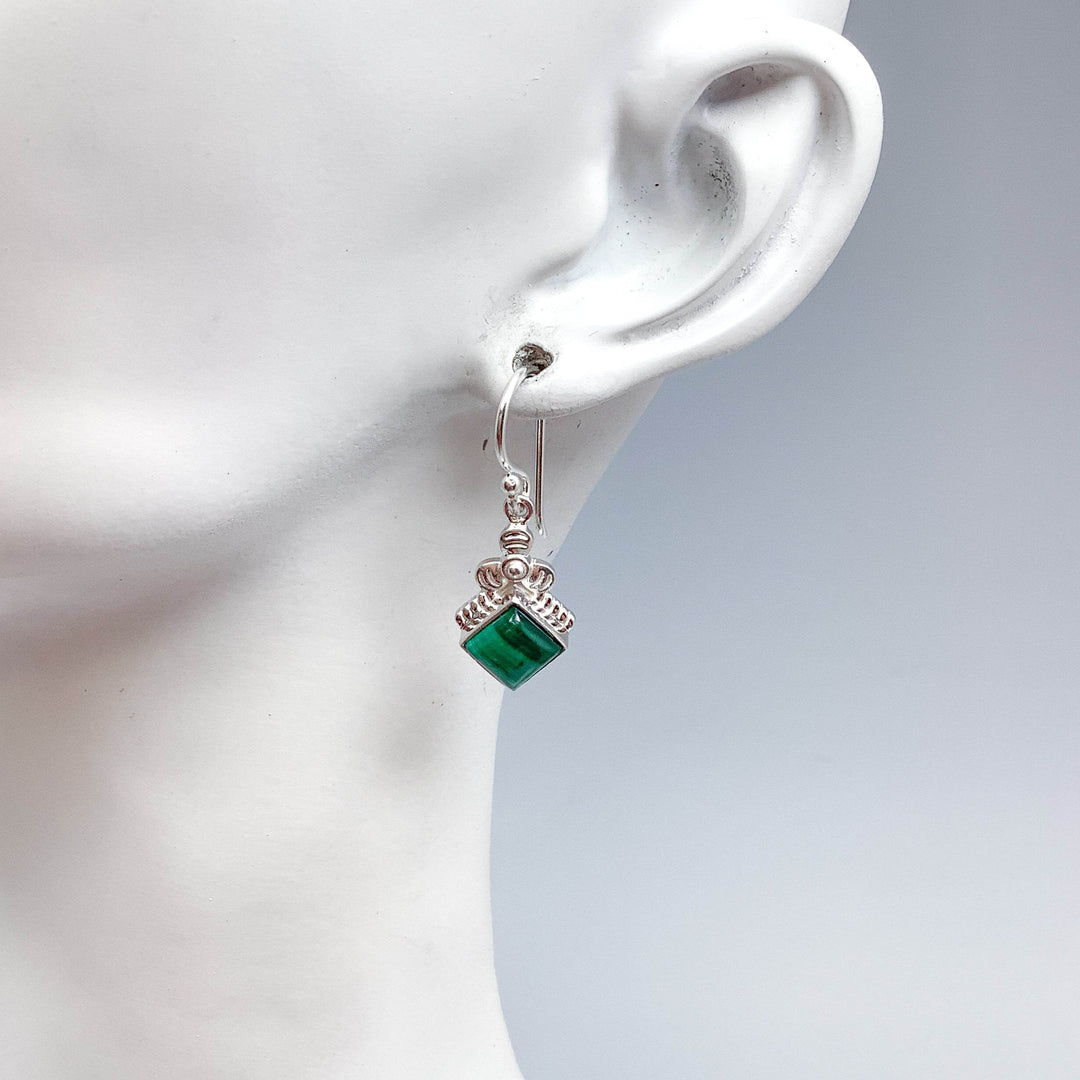 Malachite Dangle Earrings-Rocks and Gems Canada