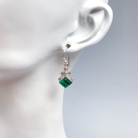 Malachite Dangle Earrings-Rocks and Gems Canada