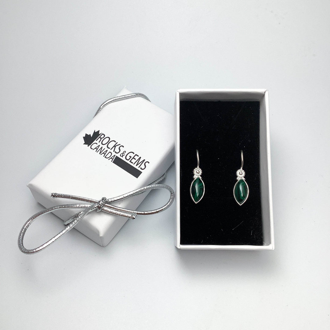 Malachite Dangle Earrings-Rocks and Gems Canada