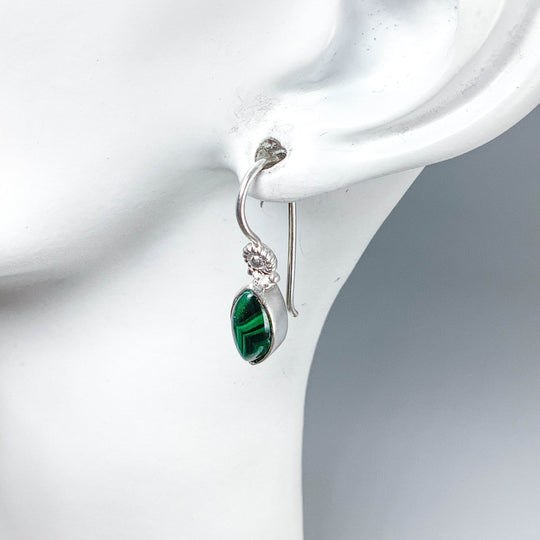 Malachite Dangle Earrings-Rocks and Gems Canada