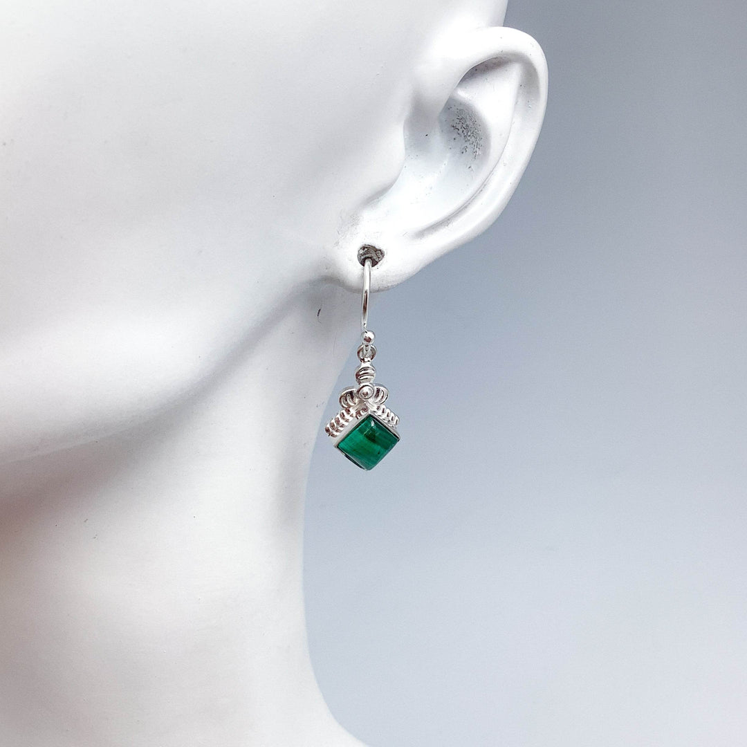 Malachite Dangle Earrings-Rocks and Gems Canada
