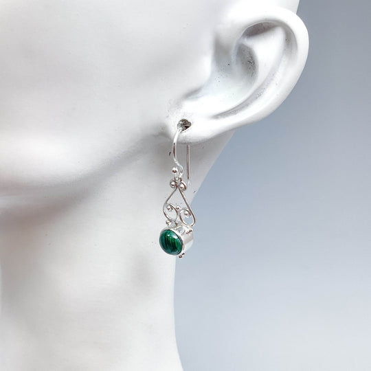 Malachite Dangle Earrings-Rocks and Gems Canada