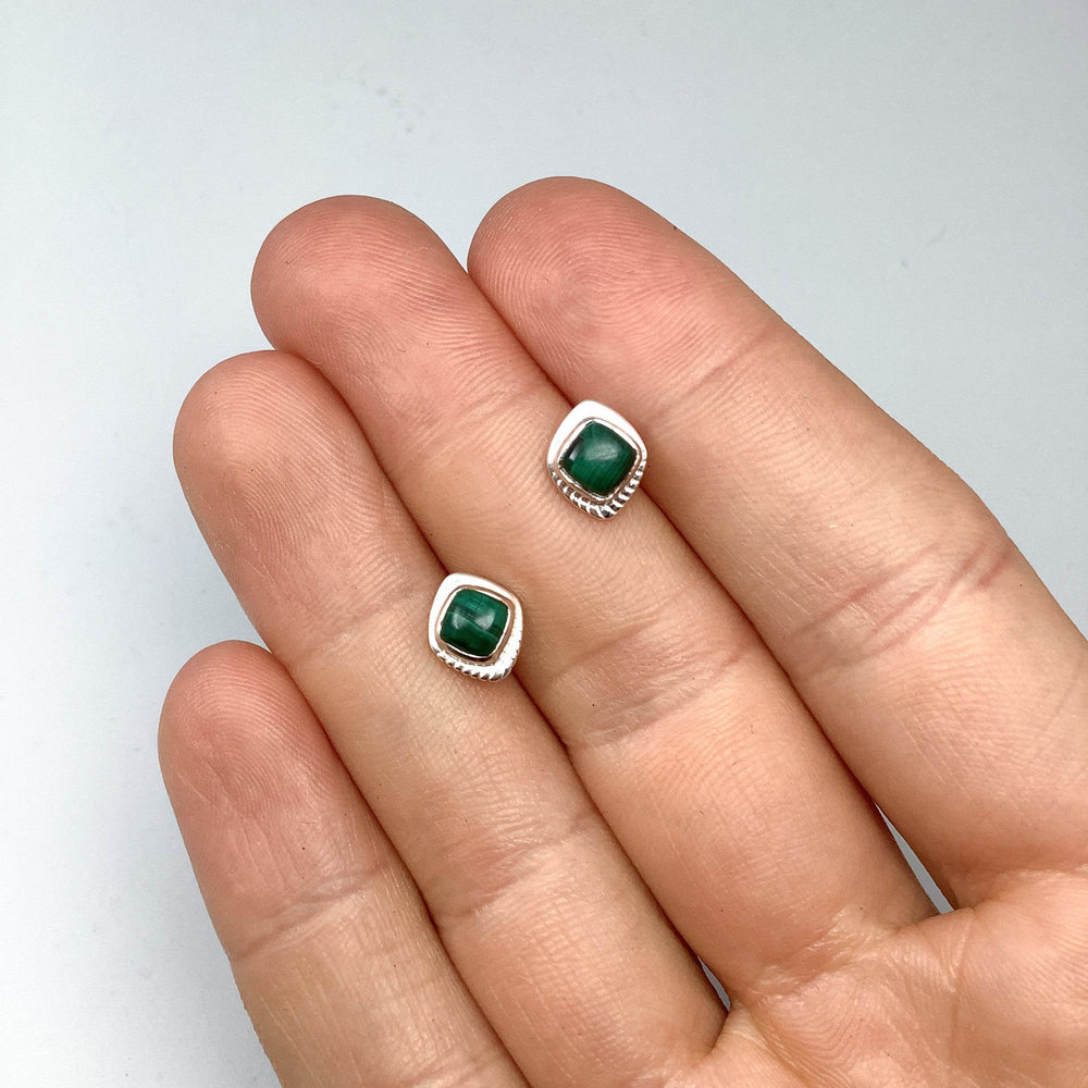 Malachite Stud Earrings-Rocks and Gems Canada