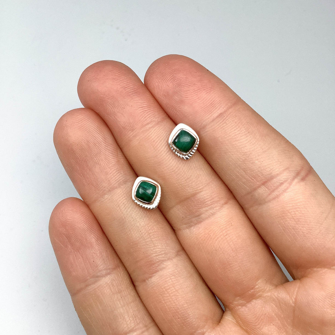 Malachite Stud Earrings-Rocks and Gems Canada