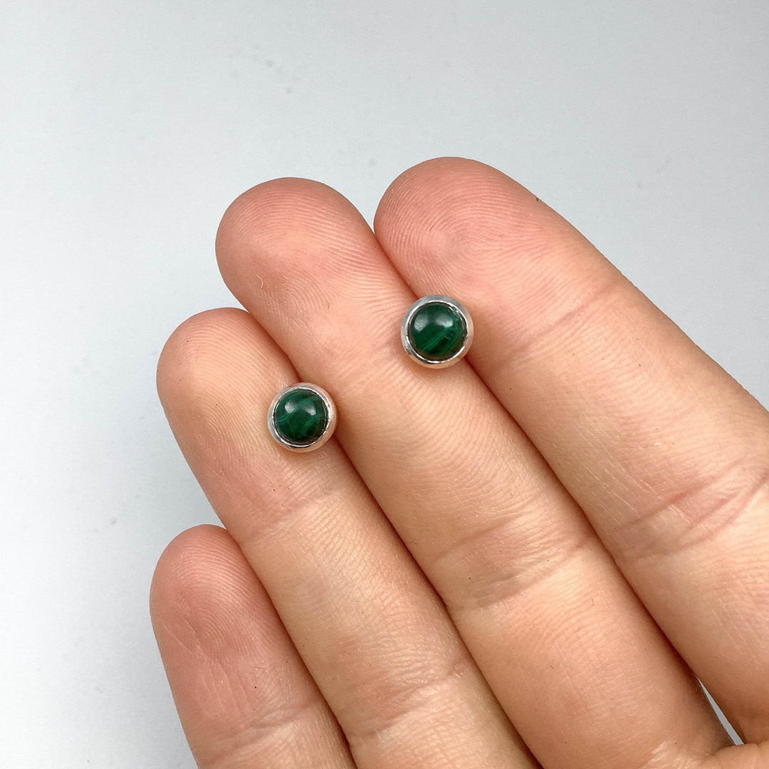 Malachite Stud Earrings-Rocks and Gems Canada