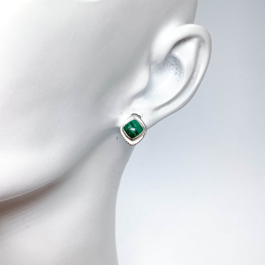 Malachite Stud Earrings-Rocks and Gems Canada