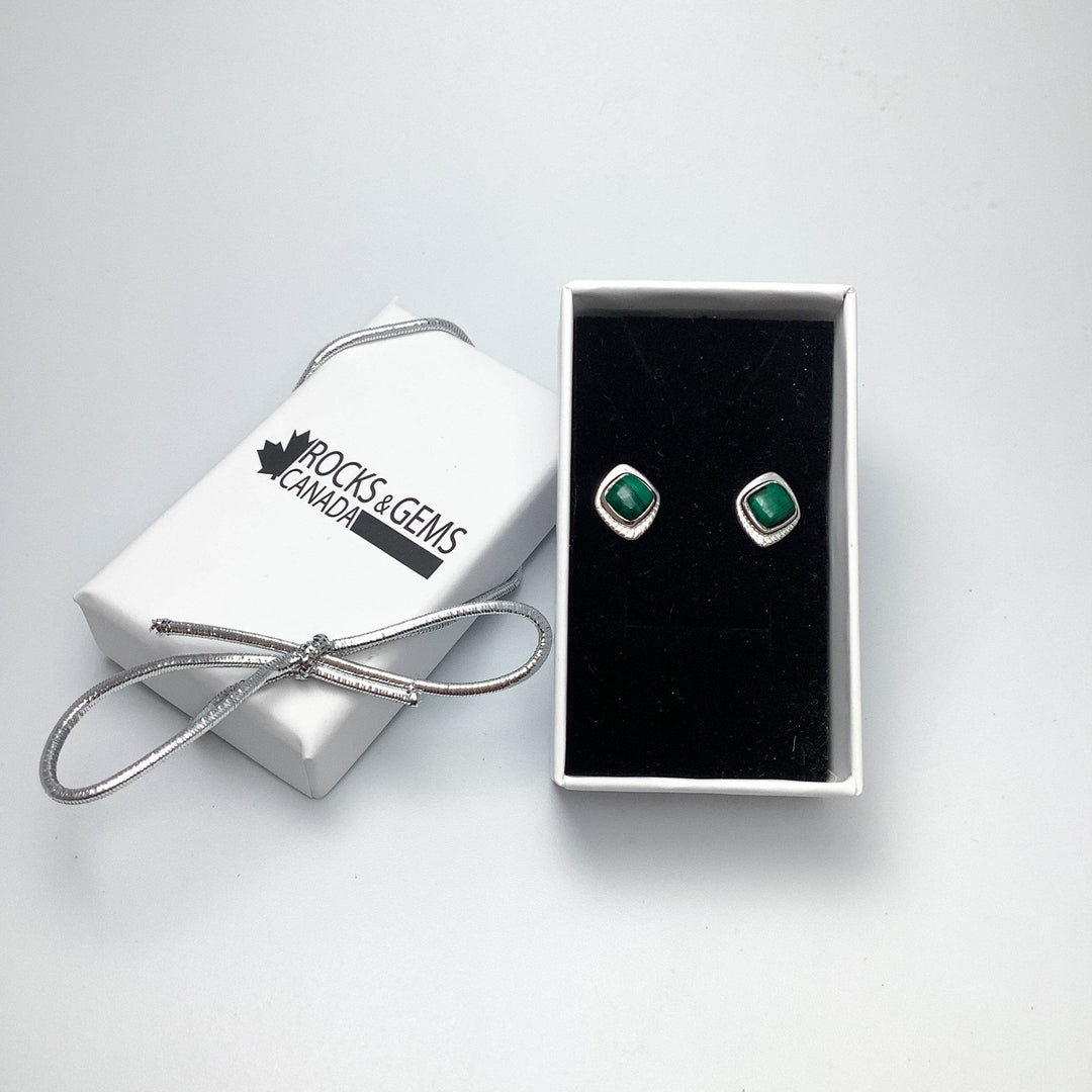 Malachite Stud Earrings-Rocks and Gems Canada