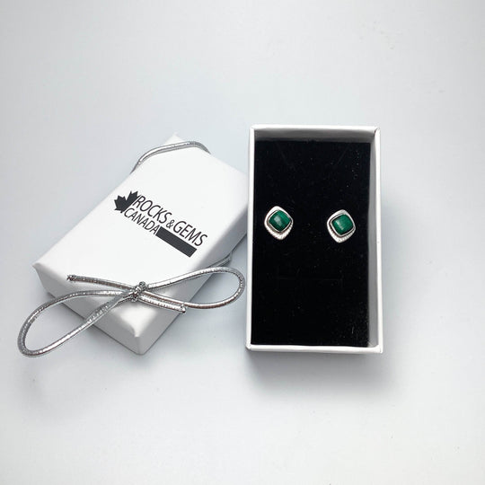 Malachite Stud Earrings-Rocks and Gems Canada