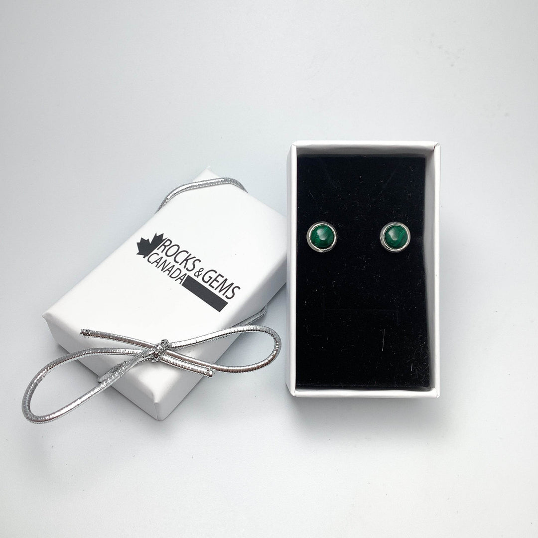 Malachite Stud Earrings-Rocks and Gems Canada