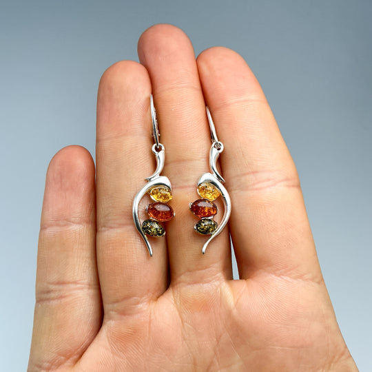 Mixed Amber Dangle Earrings-Rocks and Gems Canada