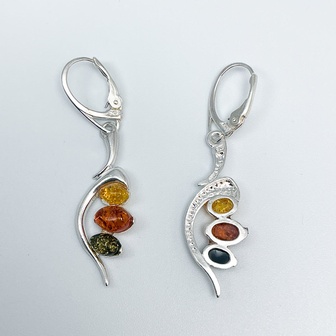 Mixed Amber Dangle Earrings-Rocks and Gems Canada