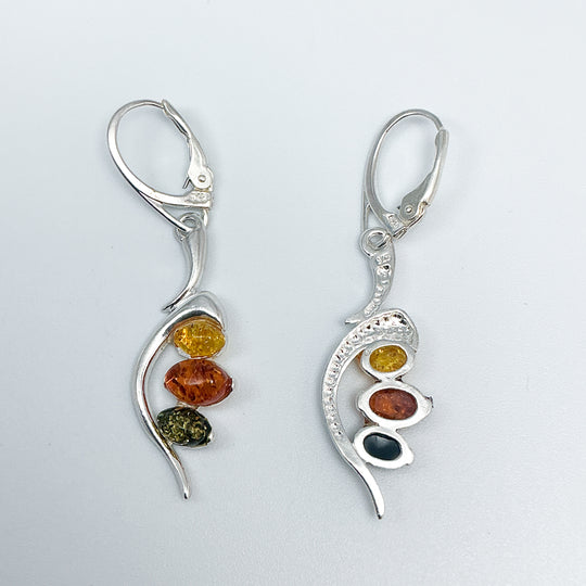 Mixed Amber Dangle Earrings-Rocks and Gems Canada
