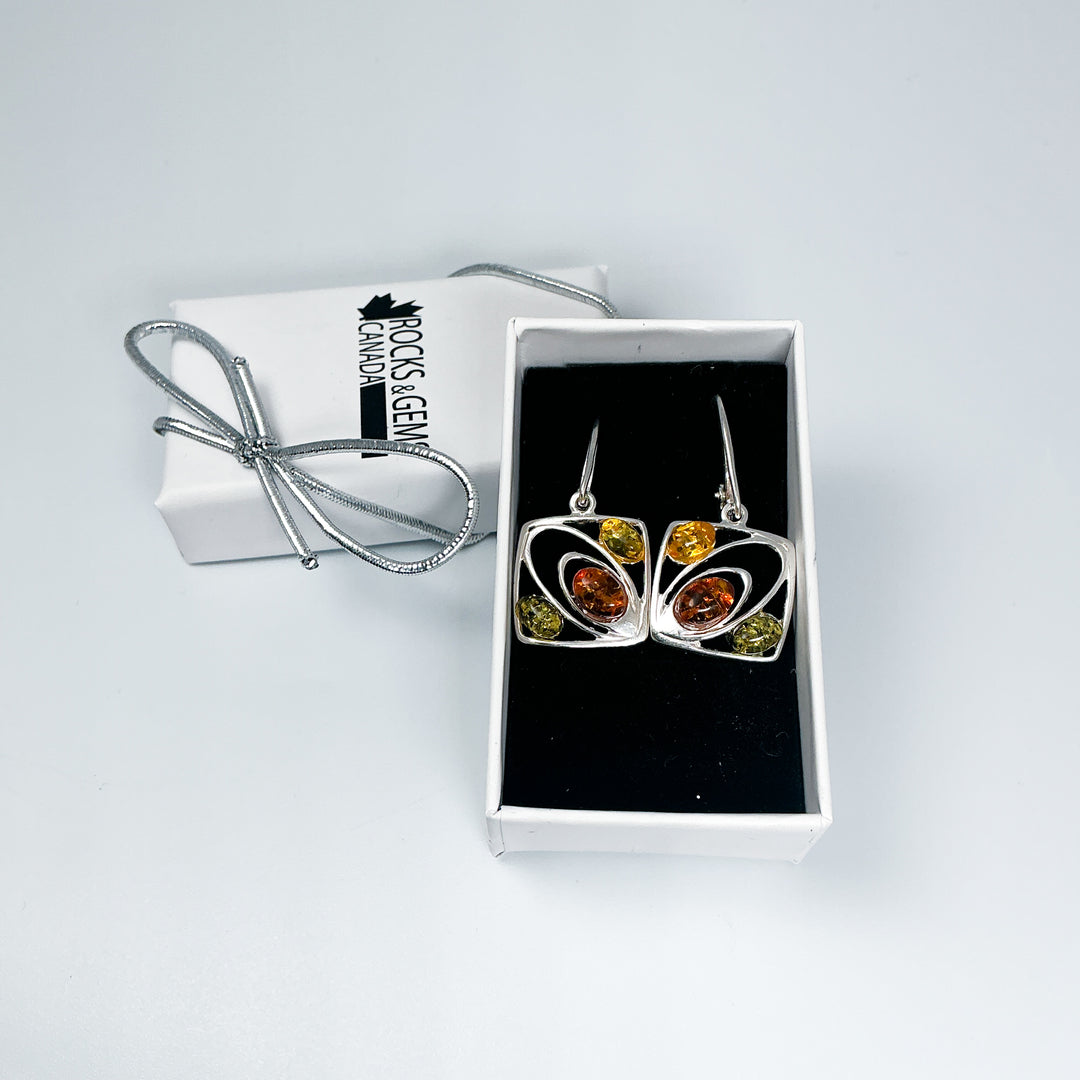 Mixed Amber Dangle Earrings-Rocks and Gems Canada