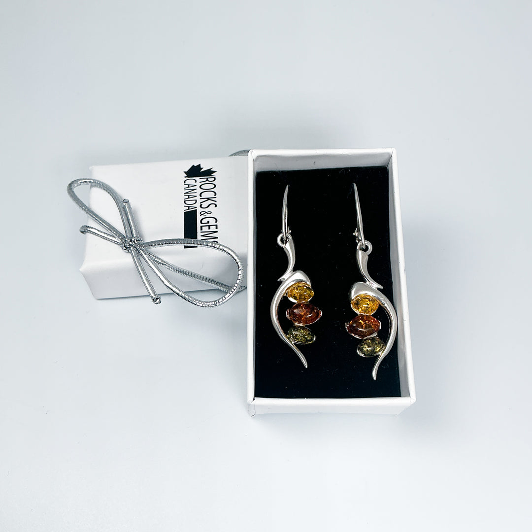 Mixed Amber Dangle Earrings-Rocks and Gems Canada