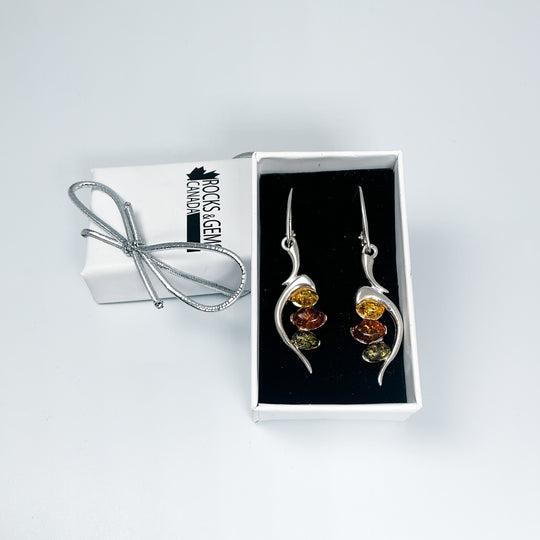 Mixed Amber Dangle Earrings-Rocks and Gems Canada