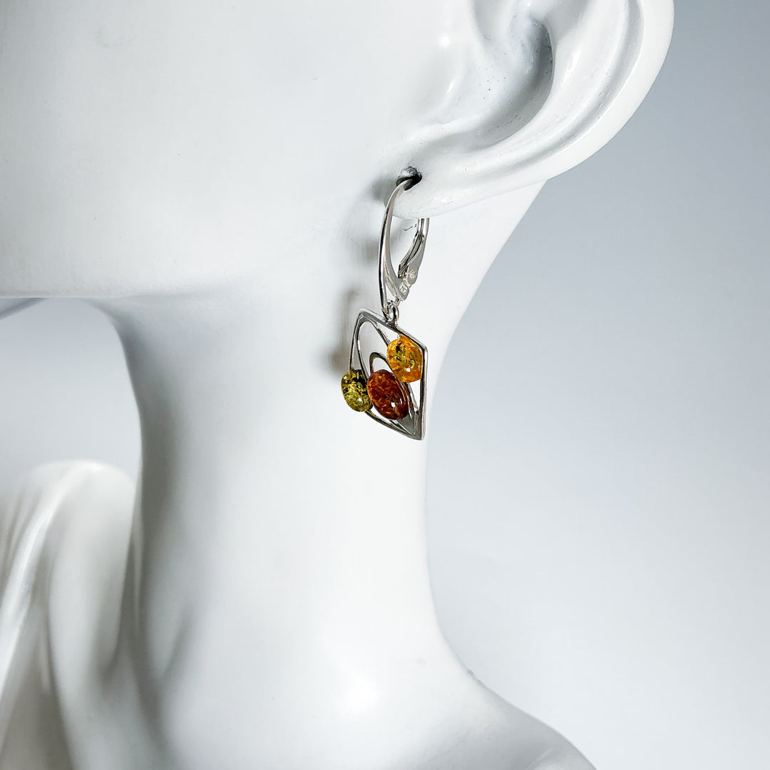 Mixed Amber Dangle Earrings-Rocks and Gems Canada