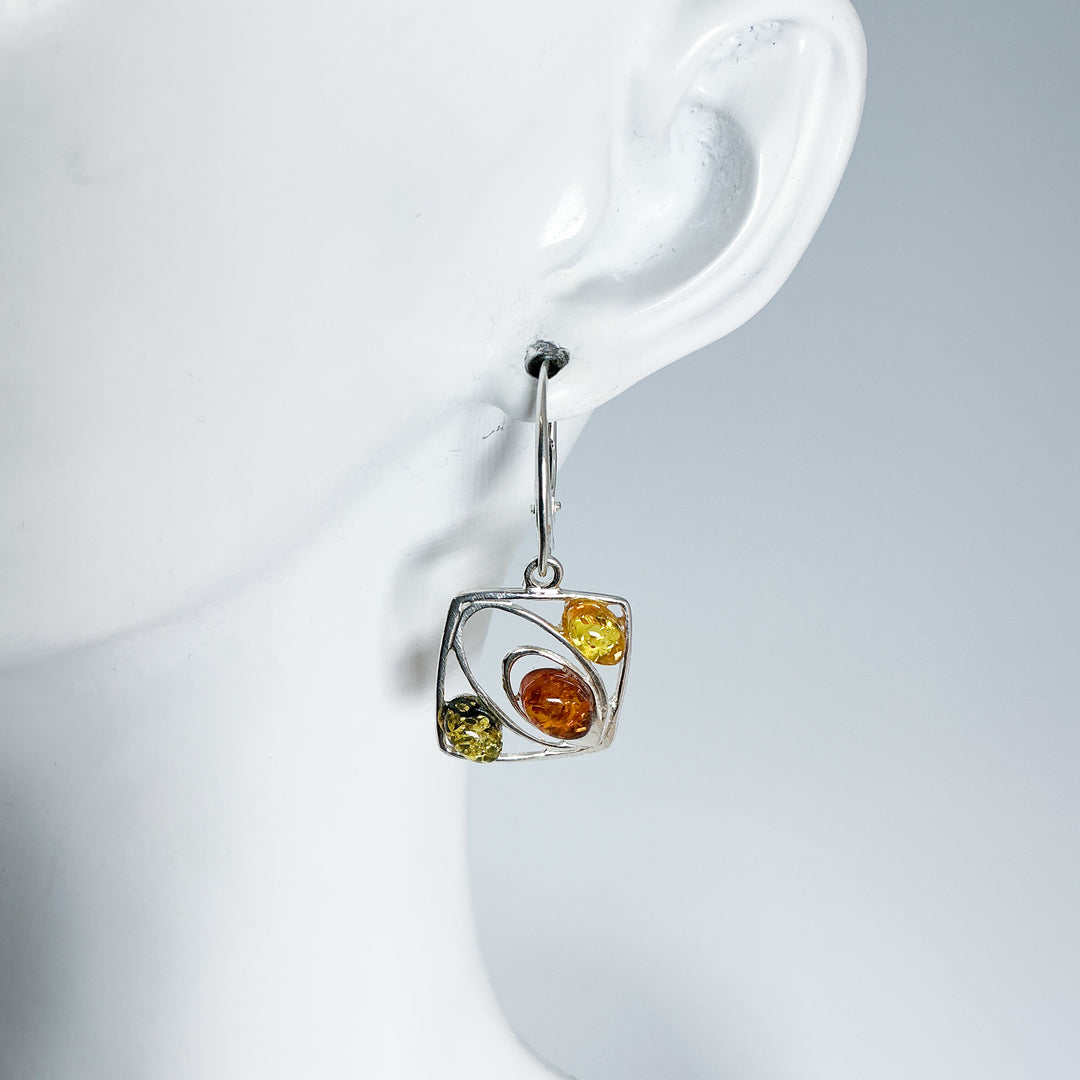 Mixed Amber Dangle Earrings-Rocks and Gems Canada
