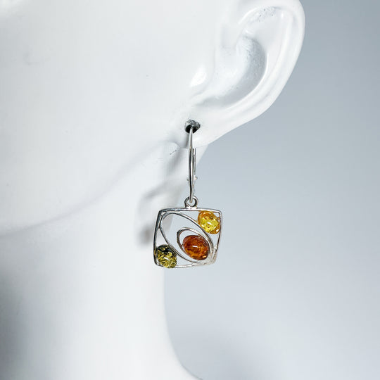 Mixed Amber Dangle Earrings-Rocks and Gems Canada