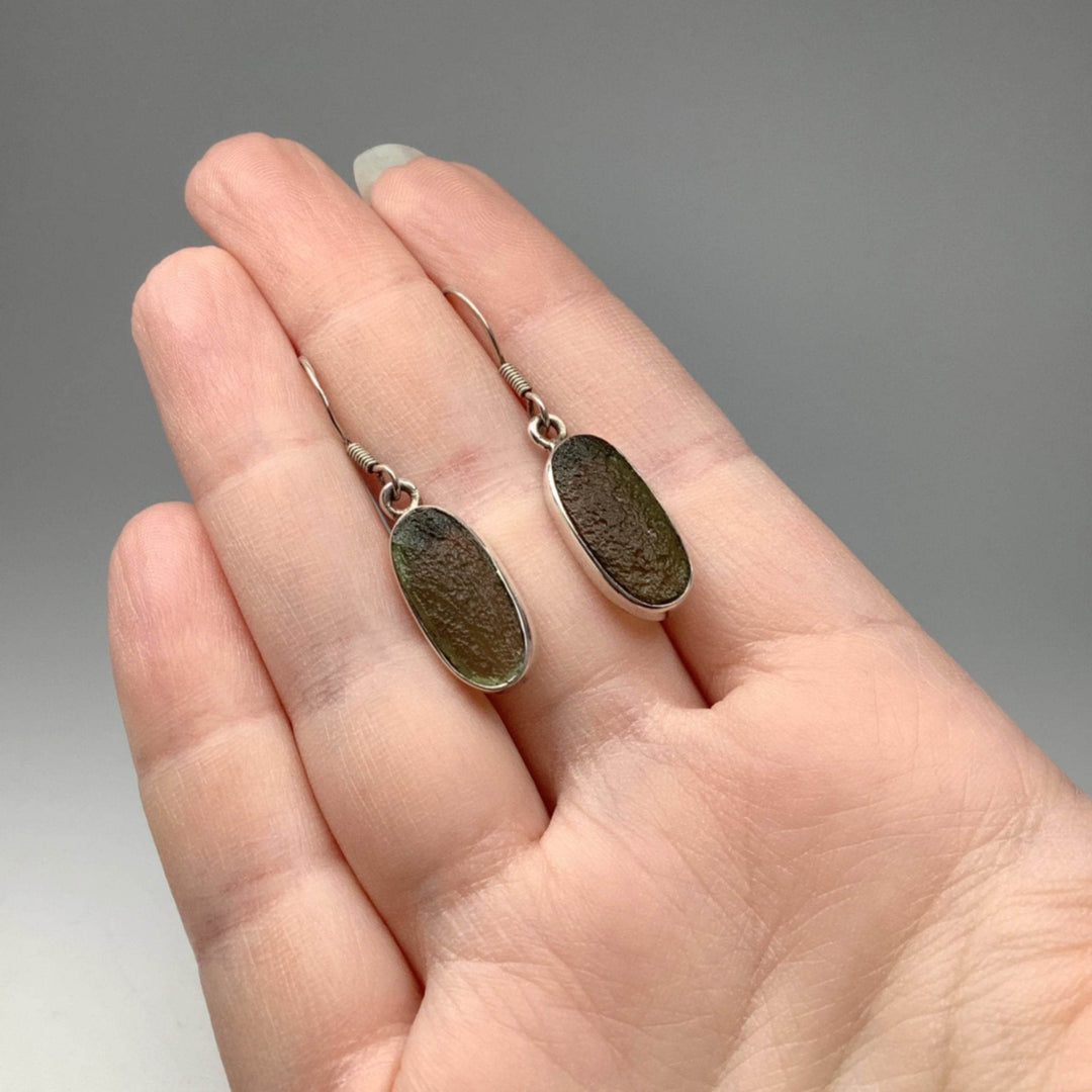 Moldavite Dangle Earrings-Rocks and Gems Canada