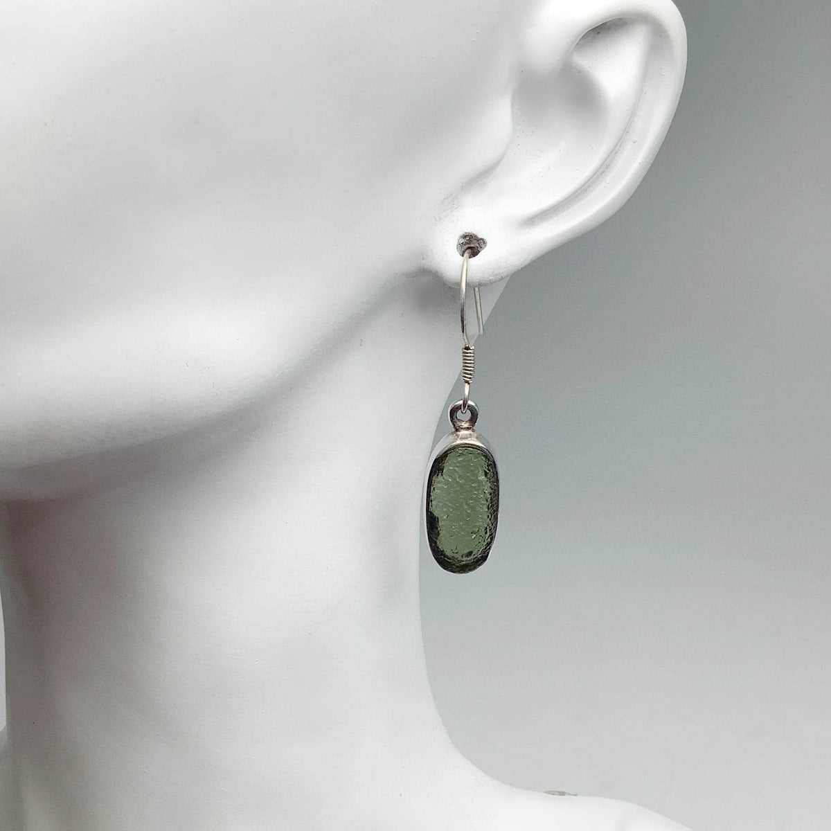 Moldavite Dangle Earrings-Rocks and Gems Canada
