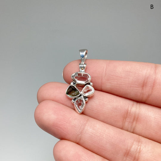 Moldavite and Herkimer Diamond Pendant - Rocks and Gems Canada
