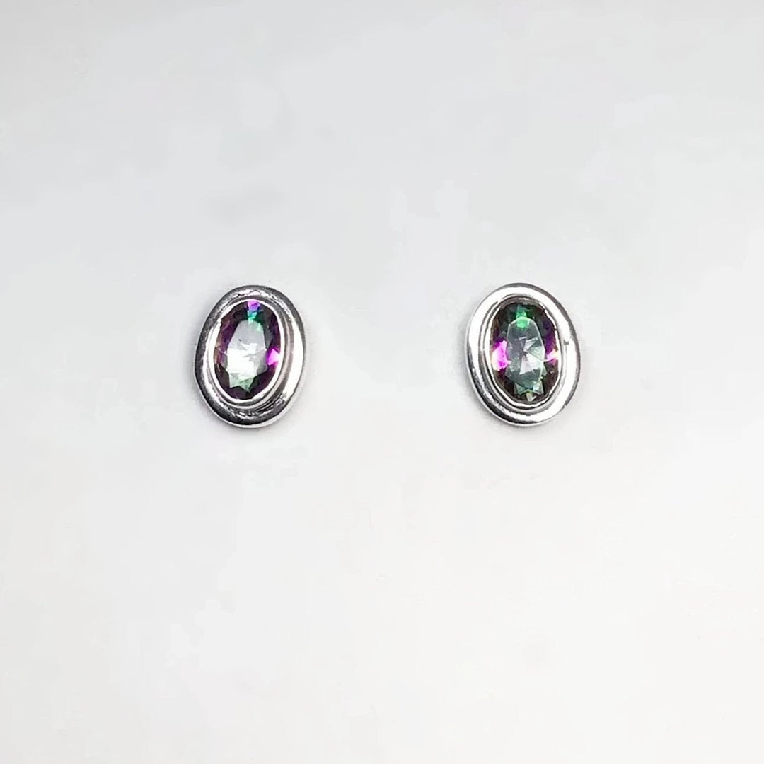 Mystic Topaz Stud Earrings - Rocks and Gems Canada