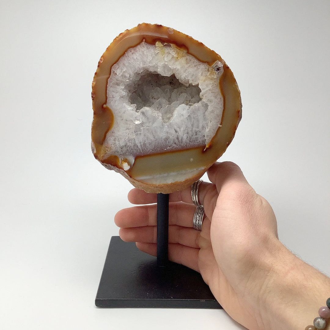 Natural Agate Geode on Stand