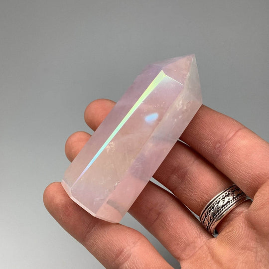 Opalescent Rose Quartz Point-Rocks and Gems Canada
