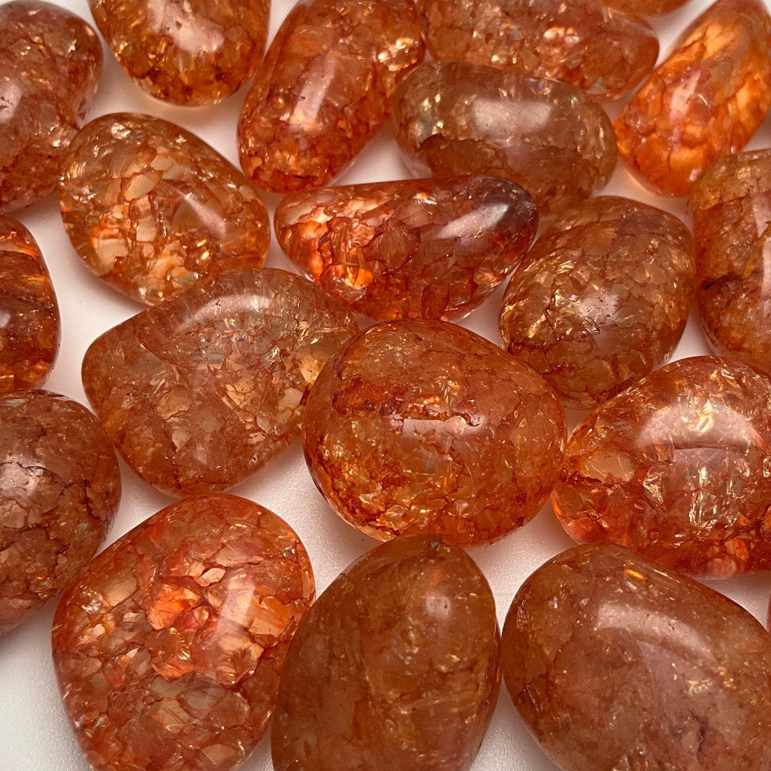 Orange Crackle Quartz Small Tumbles Pouch - Rocks and Gems Canada